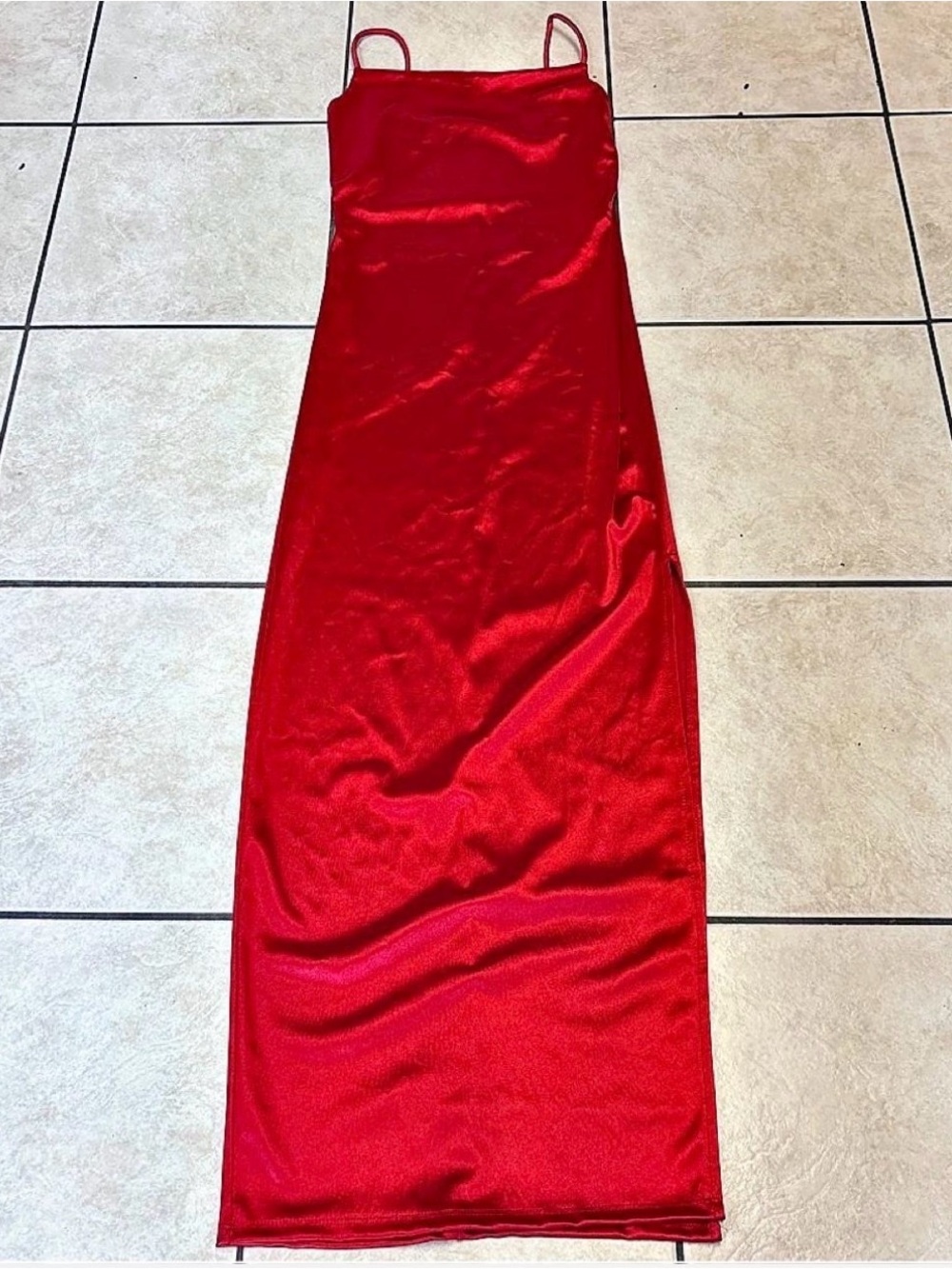 Y2K Charlotte Russe Red Satin Square-Neck Maxi Dress💕